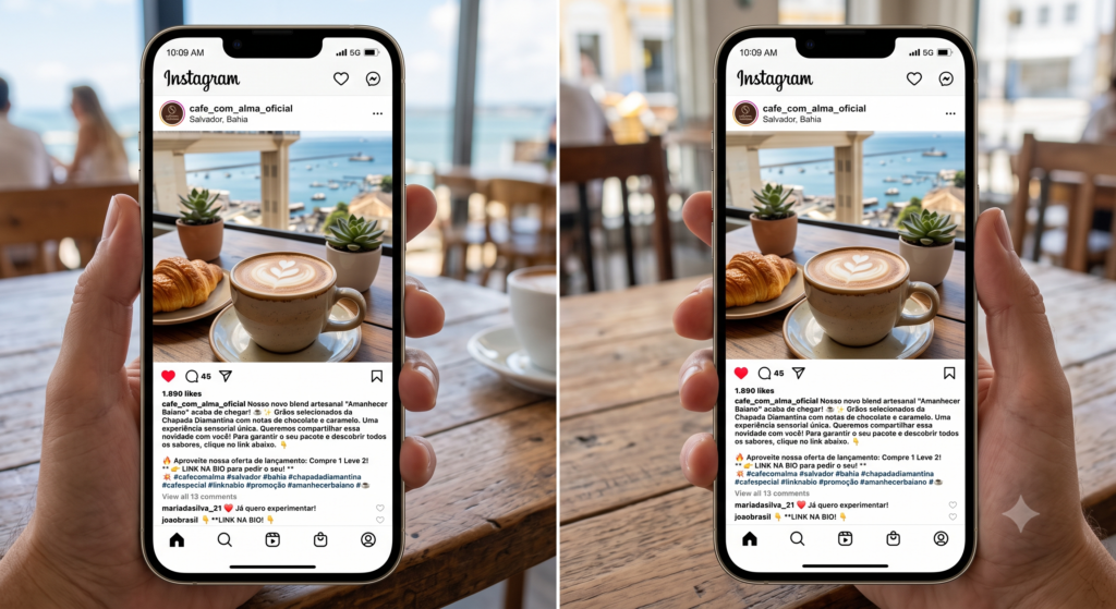 Exemplo de chamada para ação (CTA) no Instagram direcionando usuários para o blog