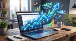 Gráfico demonstrando aumento de tráfego orgânico após otimização técnica de SEO